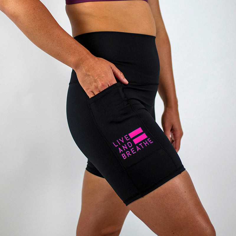 High Waist Seamless Mid-Thigh Shorts - Pink