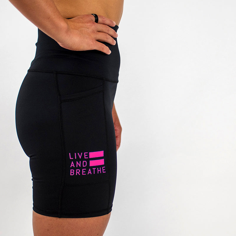 High Waist Seamless Mid-Thigh Shorts - Pink