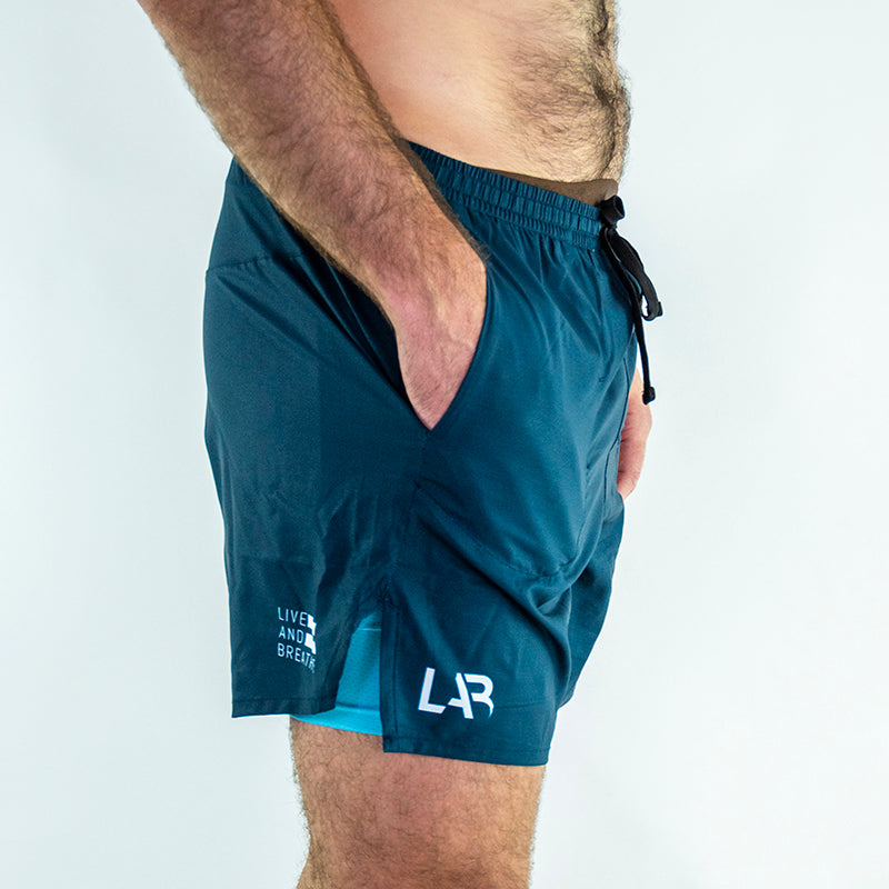 Teal 2-in-1 Men's Run Shorts