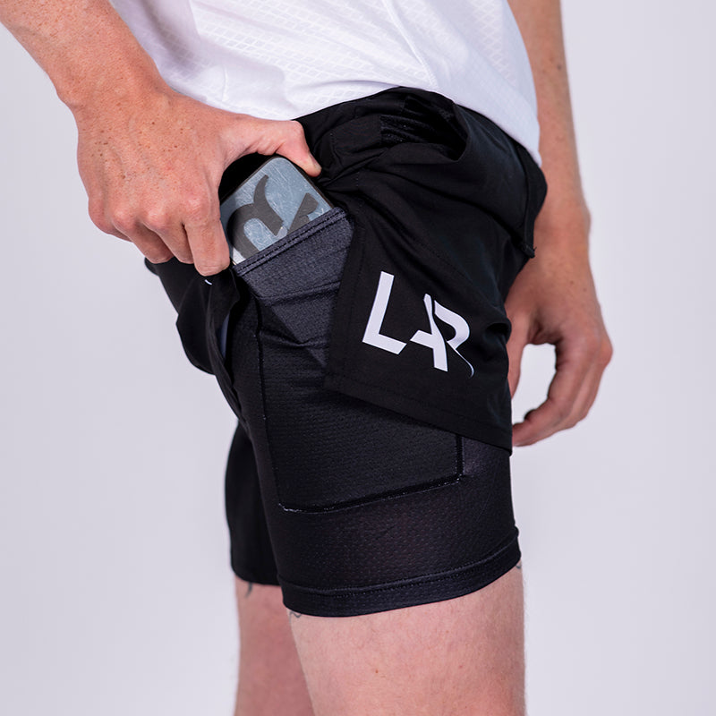 Black 2-in-1 Men's Run Shorts