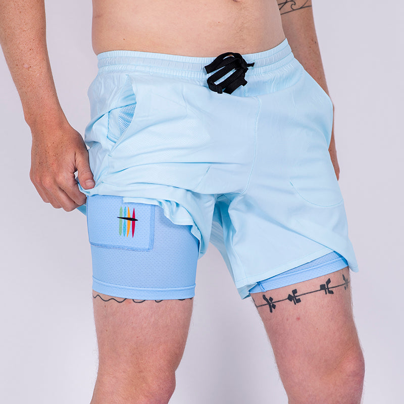 Blue 2-in-1 Men's Run Shorts