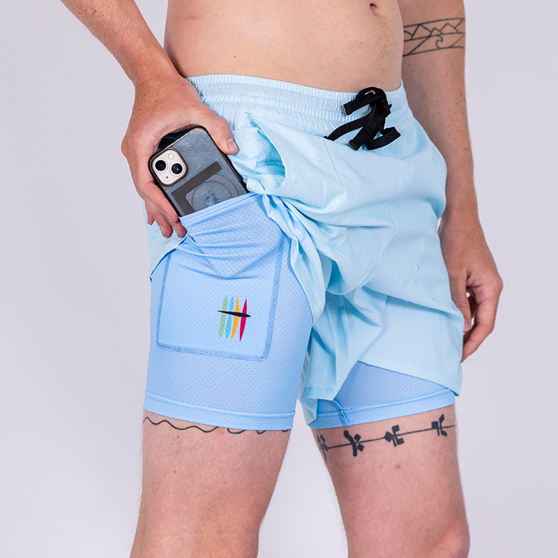 Blue 2-in-1 Men's Run Shorts