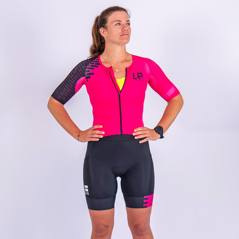 Hot Pink Women's Sleeve Tri Suit