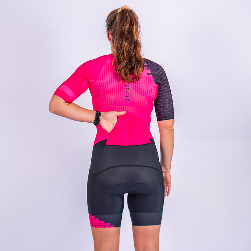 Hot Pink Women's Sleeve Tri Suit