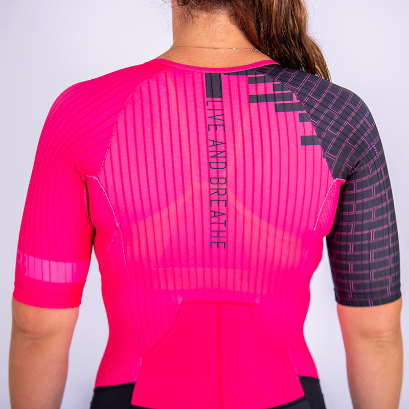 Hot Pink Women's Sleeve Tri Suit
