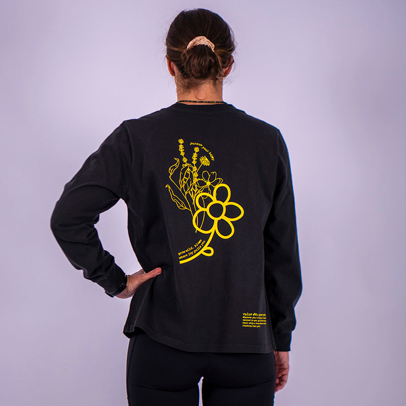 The 'Bloom' Long Sleeve Tee - Women's Black