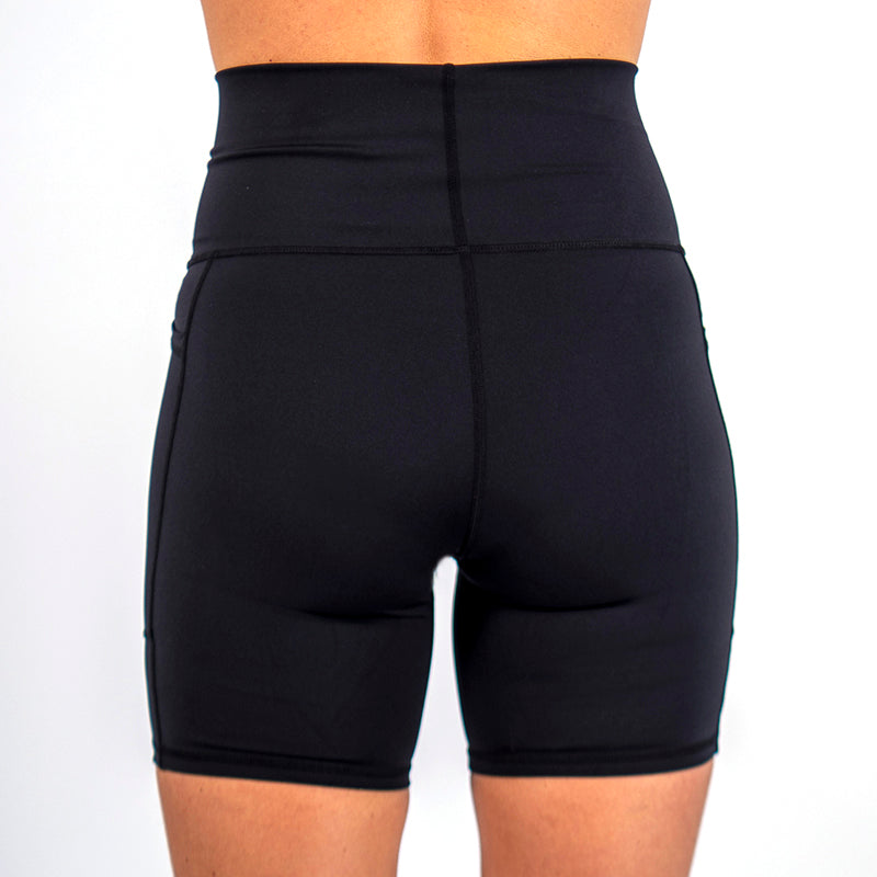 High Waist Seamless Mid-Thigh Run Shorts - Black