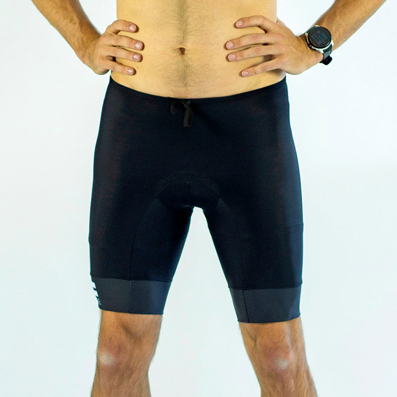 Men's Triathlon Shorts Black Pockets, Quick Dry, Padded Bike