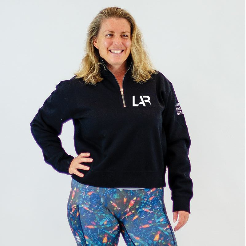 Women's 1/2 Zip Crew, Black