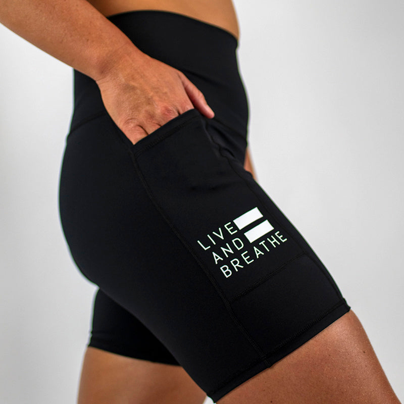 High Waist Seamless Mid-Thigh Shorts - Black