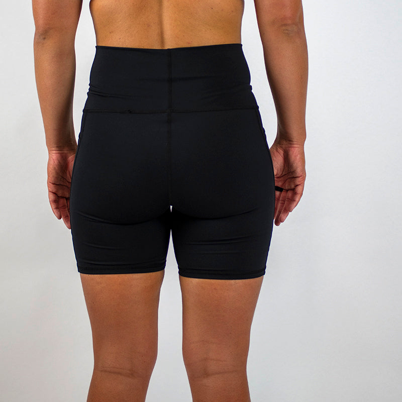 High Waist Seamless Mid-Thigh Shorts - Black