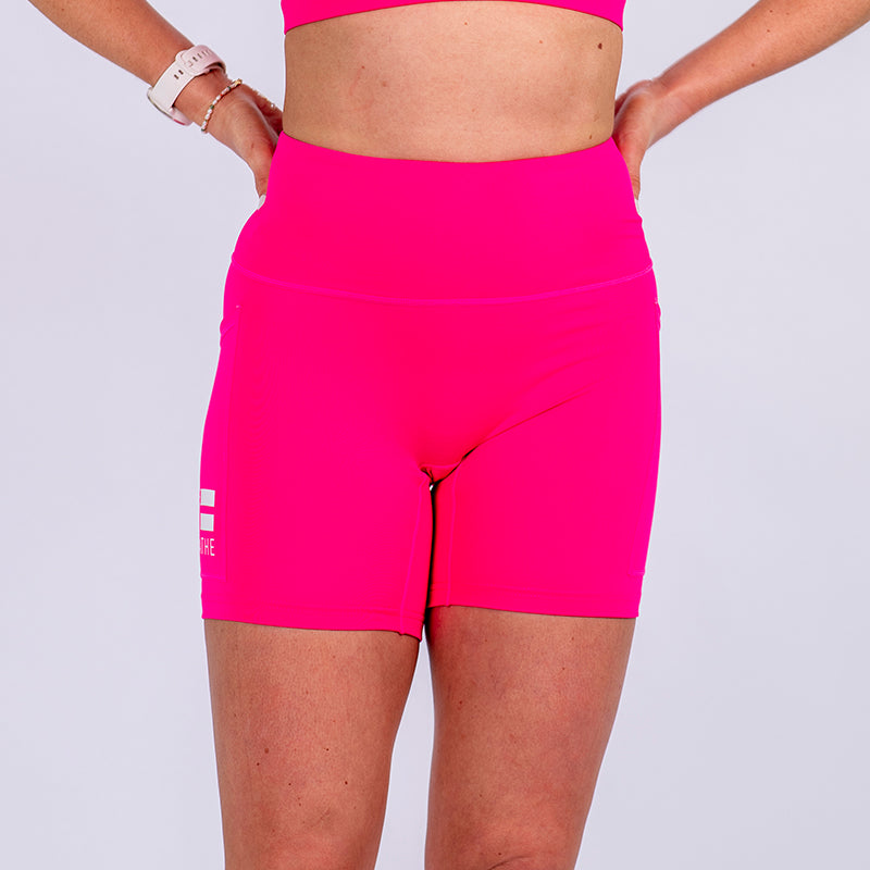 Neon Pink Seamless Mid-Thigh Shorts