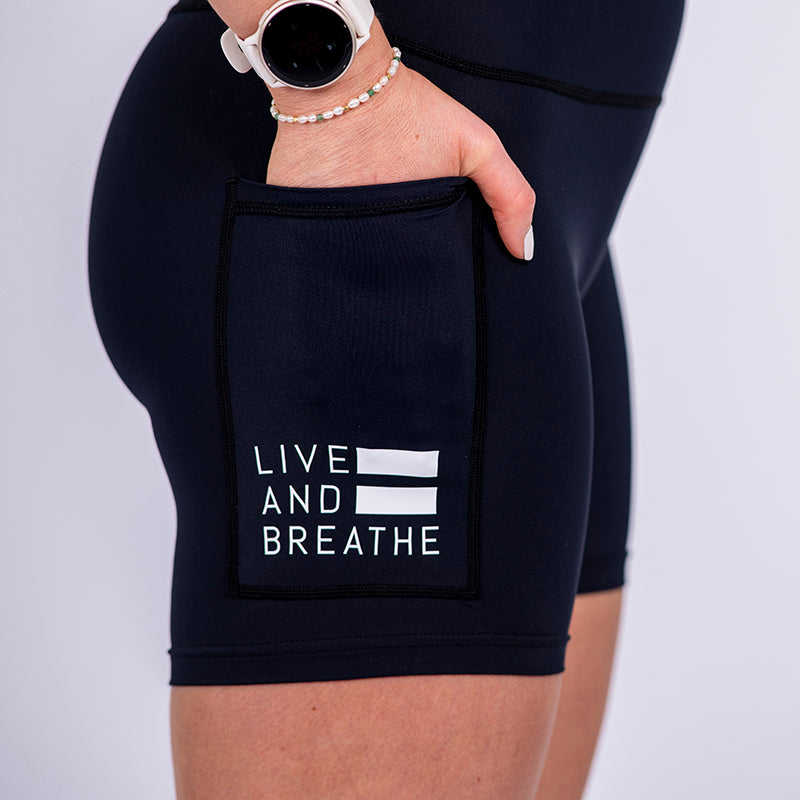 Black Seamless Mid-Thigh Shorts
