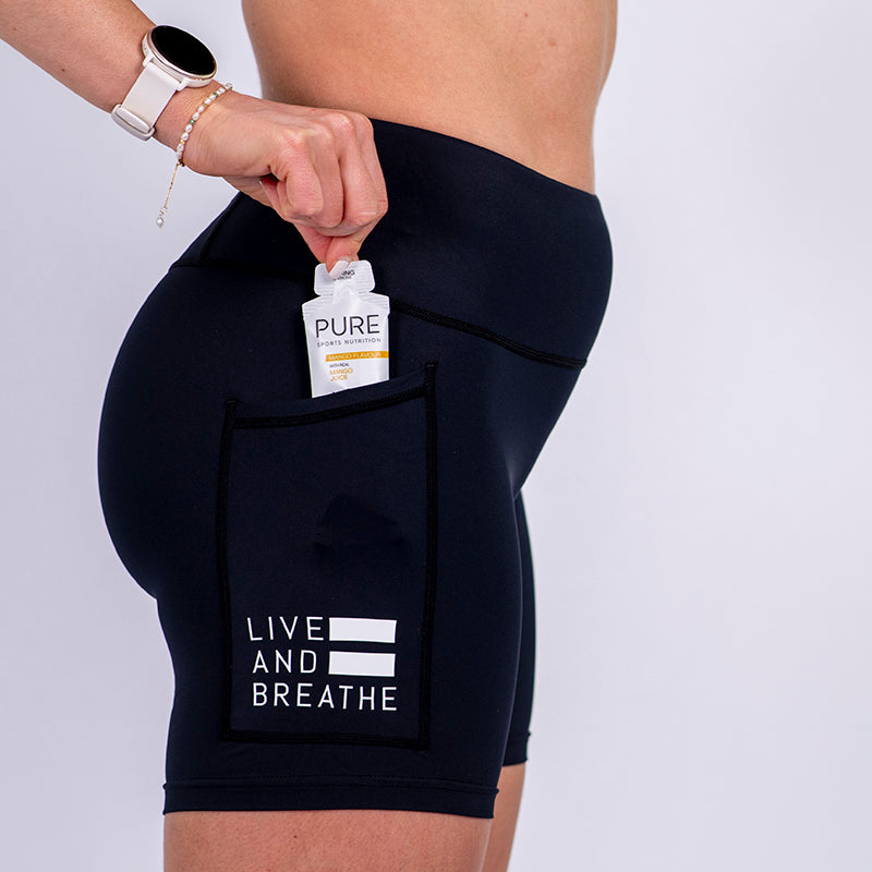 Black Seamless Mid-Thigh Shorts