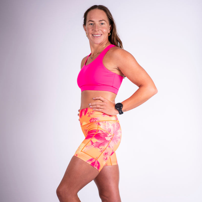 Floral Fire Seamless Mid-Thigh Shorts