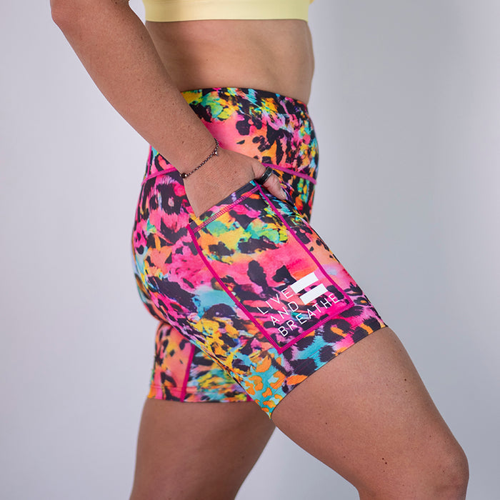 Womens Compression Shorts | Multi Coloured Leopard Print | Seamless ...
