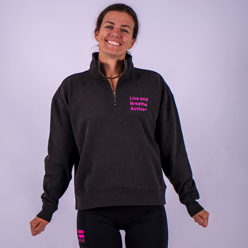The 'Slog' Half Zip - Women's Black Faded