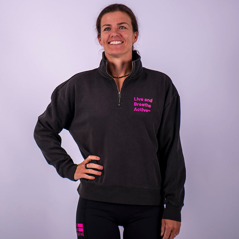 The 'Slog' Half Zip - Women's Black Faded