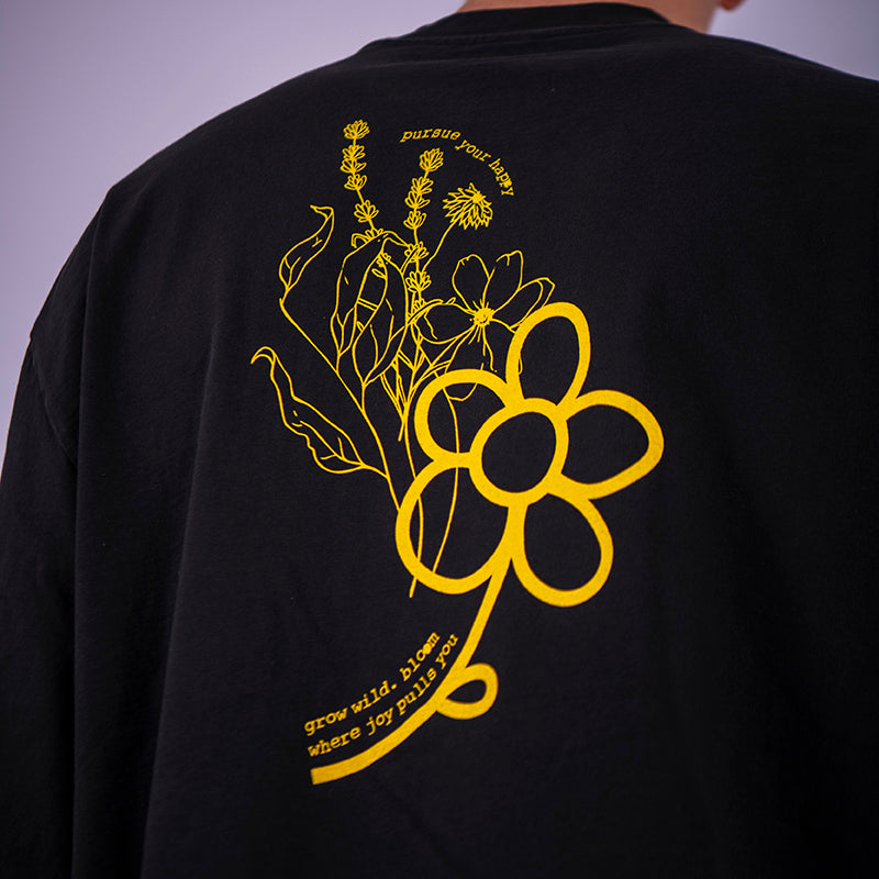 The 'Bloom' Long Sleeve Tee - Men's Black