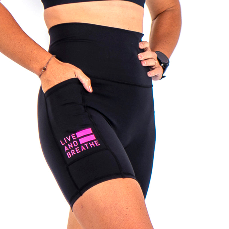 High Waist Seamless Mid-Thigh Run Shorts - Pink