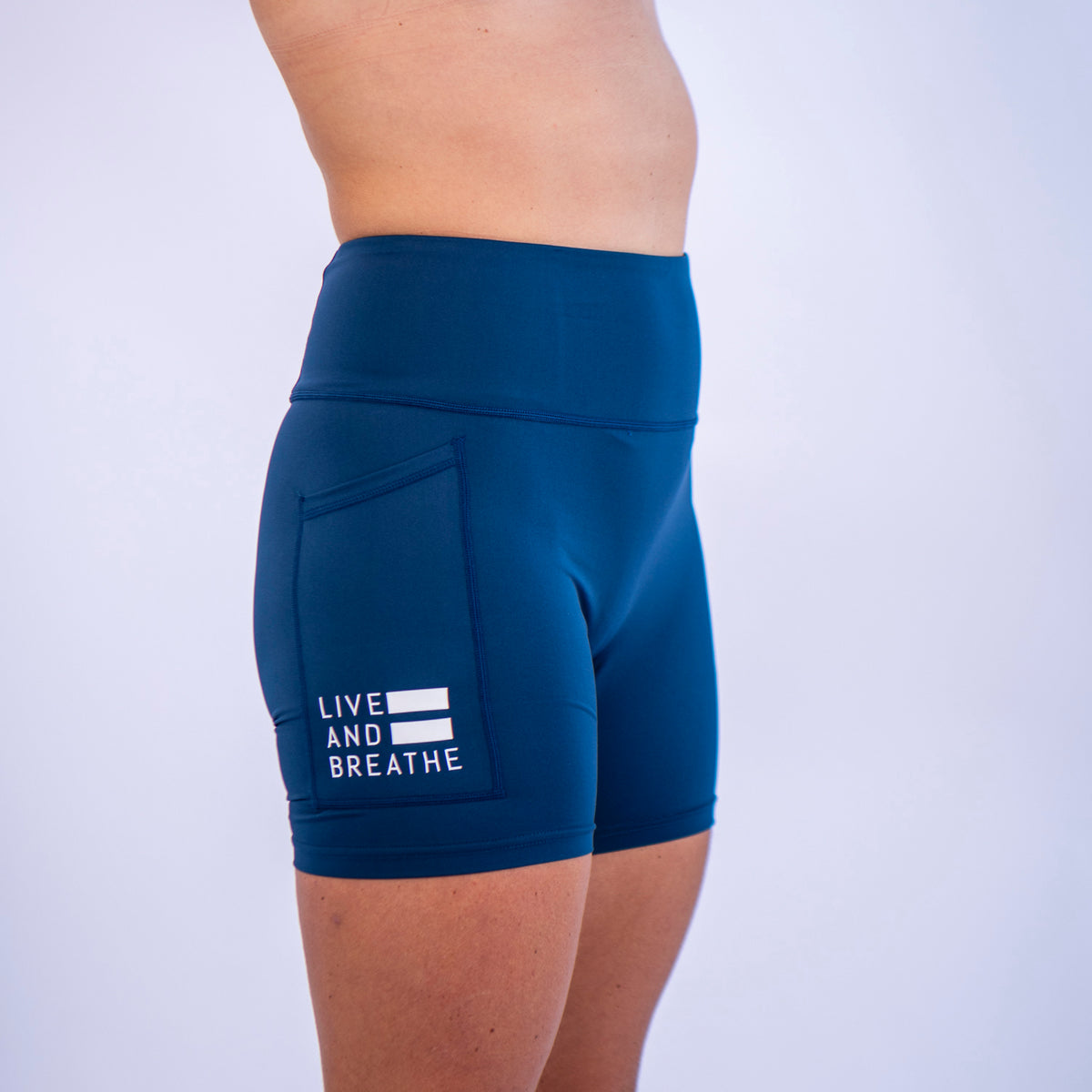 Navy Seamless Mid-Thigh Run Shorts