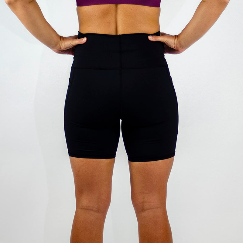 High Waist Seamless Mid-Thigh Shorts - Black