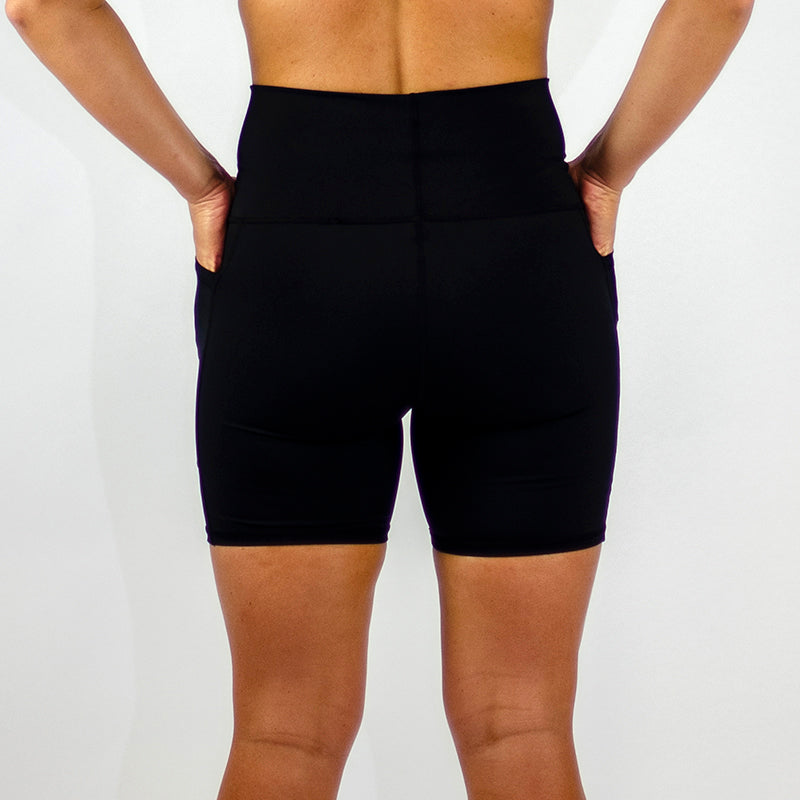 High Waist Seamless Mid-Thigh Shorts - Black